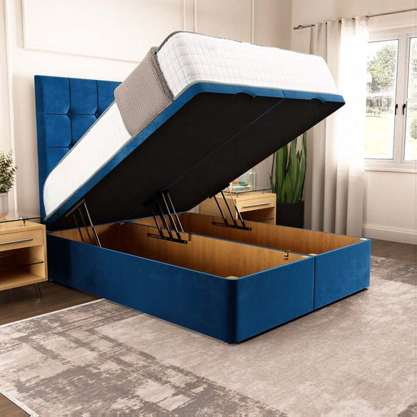 Oslo Ottoman Divan Bed - Blue Plush Velvet