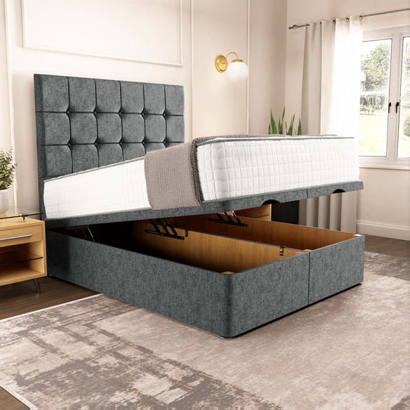 Oslo Ottoman Divan Bed - Charcoal Chenille