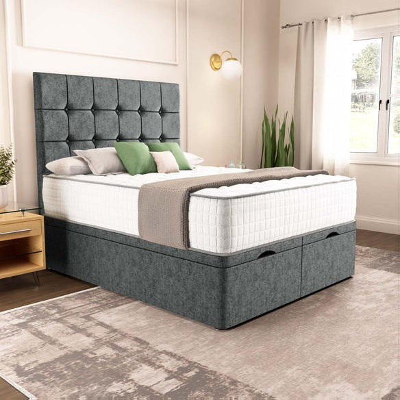 Oslo Ottoman Divan Bed - Charcoal Chenille