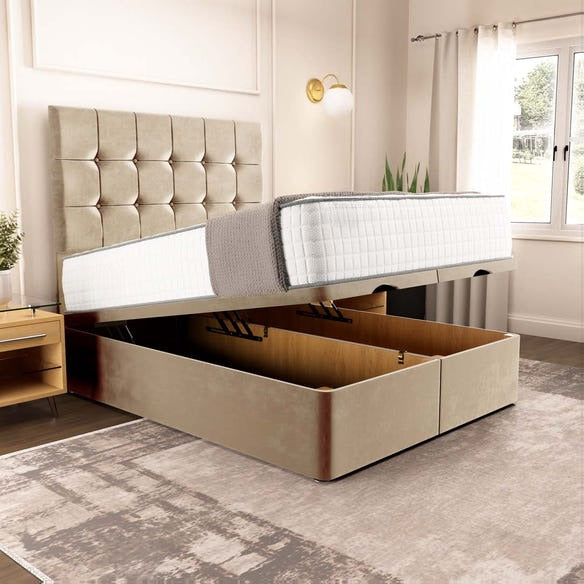 Oslo Ottoman Divan Bed - Mink Plush Velvet