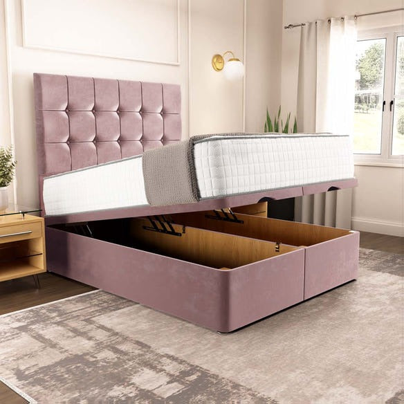 Oslo Ottoman Divan Bed - Pink Plush Velvet