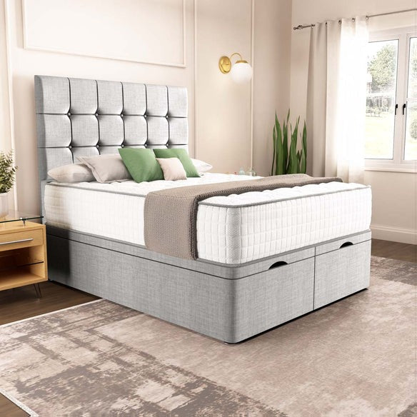 Oslo Ottoman Divan Bed - Silver Linoso