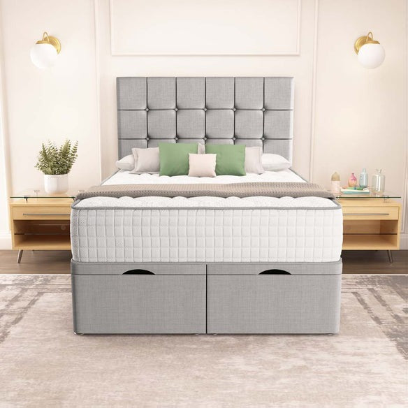 Oslo Ottoman Divan Bed - Silver Linoso