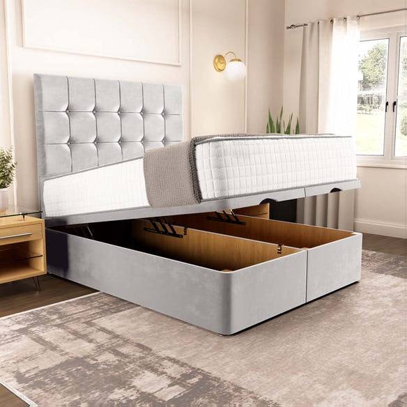 Oslo Ottoman Divan Bed - Silver Plush Velvet