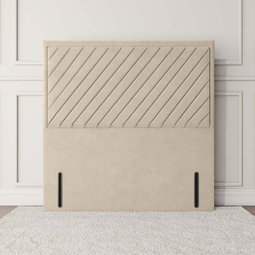 Oxford Floor Standing Headboard - Cream Plush Velvet