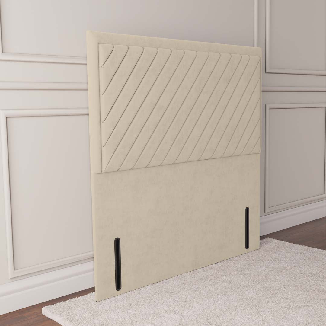 Oxford Floor Standing Headboard - Cream Plush Velvet