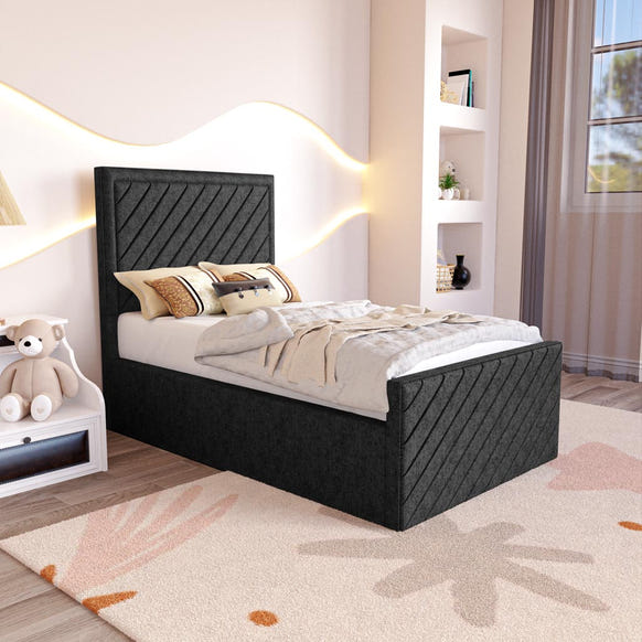 Oxford Kids Upholstered Bed - Black Chenille
