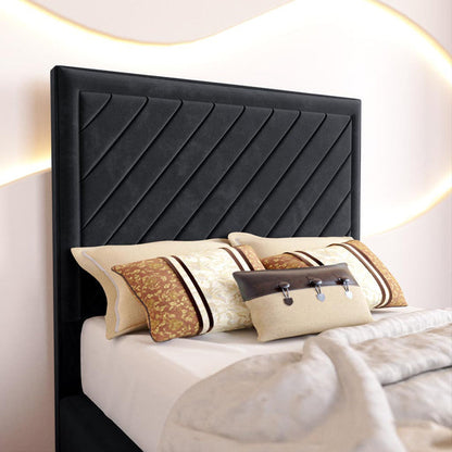 Oxford Kids Upholstered Bed - Black Plush Velvet