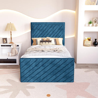 Oxford Kids Upholstered Bed - Blue Coniston