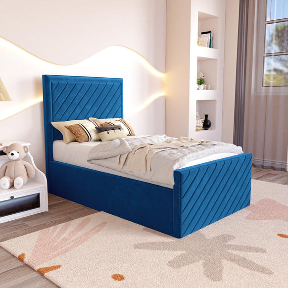 Oxford Kids Upholstered Bed - Blue Plush Velvet