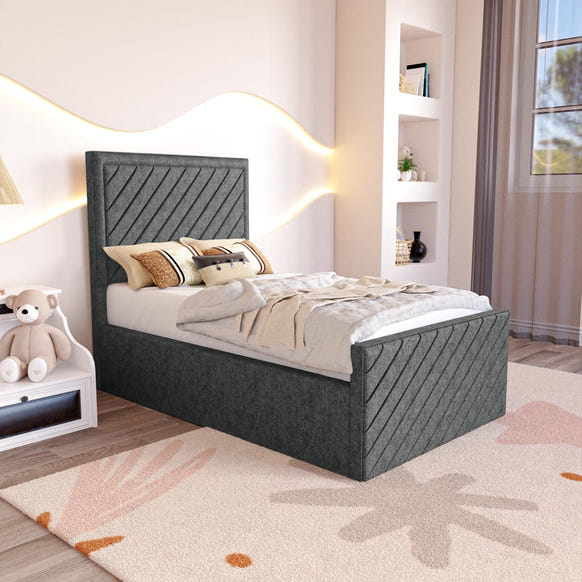 Oxford Kids Upholstered Bed - Charcoal Chenille