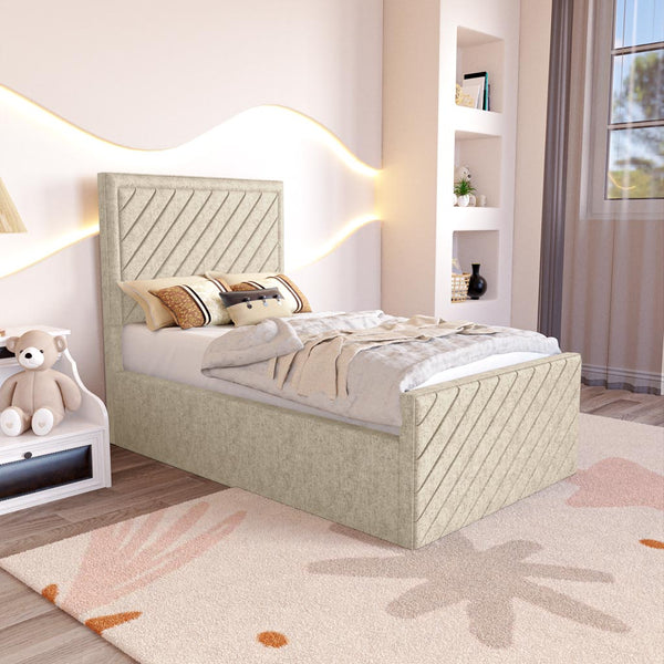 Oxford Kids Upholstered Bed - Cream Chenille