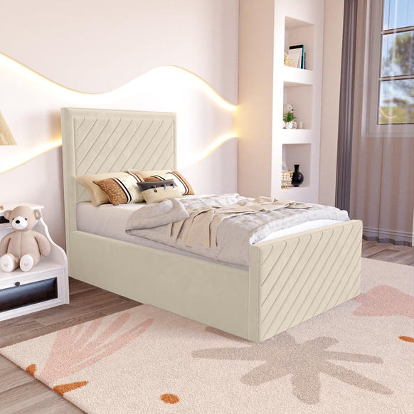 Oxford Kids Upholstered Bed - Cream Plush Velvet
