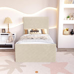 Oxford Kids Upholstered Bed - Cream Plush Velvet