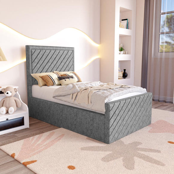 Oxford Kids Upholstered Bed - Silver Chenille
