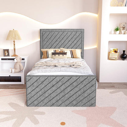 Oxford Kids Upholstered Bed - Silver Chenille