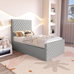 Oxford Kids Upholstered Bed - Silver Linoso