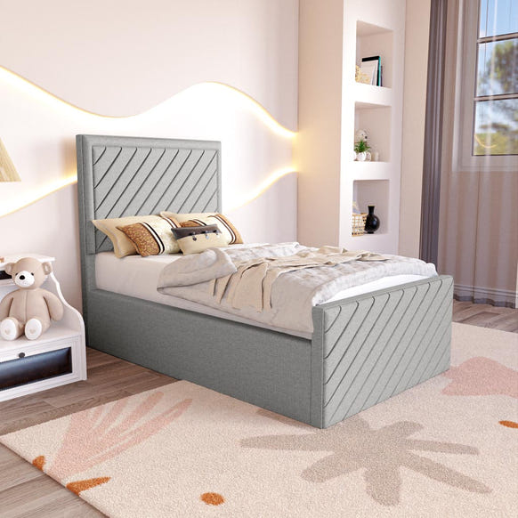 Oxford Kids Upholstered Bed - Silver Linoso
