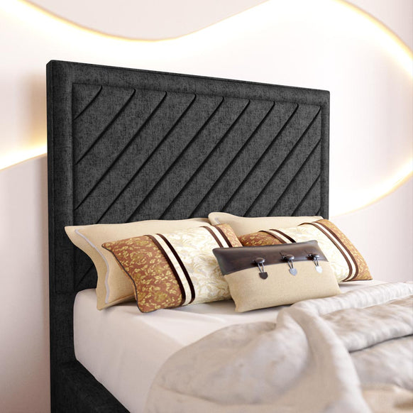 Oxford Kids Upholstered Ottoman Bed - Black Chenille