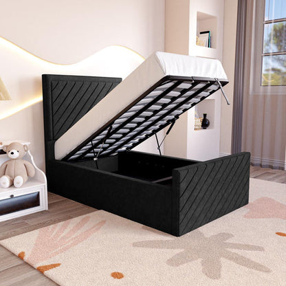 Oxford Kids Upholstered Ottoman Bed - Black Naples
