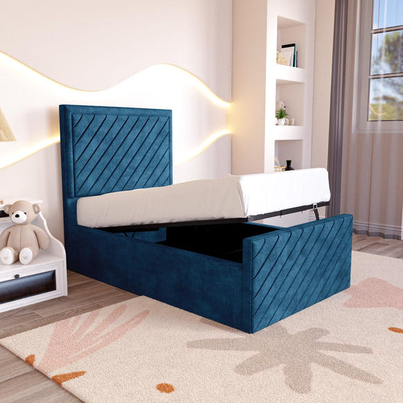 Oxford Kids Upholstered Ottoman Bed - Blue Coniston