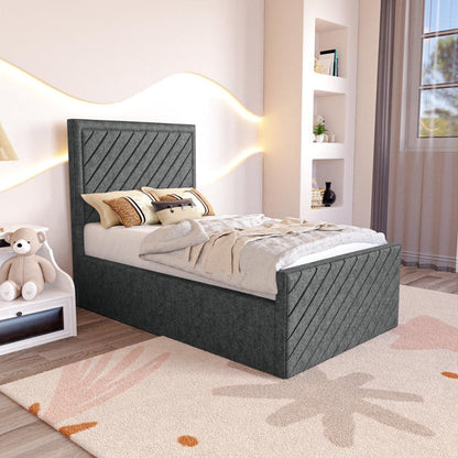 Oxford Kids Upholstered Ottoman Bed - Charcoal Chenille