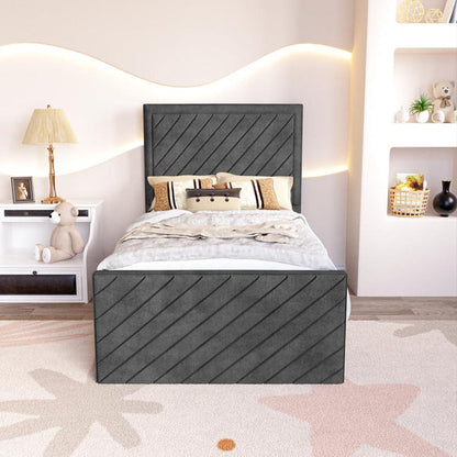 Oxford Kids Upholstered Ottoman Bed - Charcoal Coniston
