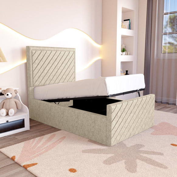 Oxford Kids Upholstered Ottoman Bed - Cream Chenille
