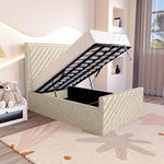 Oxford Kids Upholstered Ottoman Bed - Cream Chenille