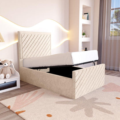 Oxford Kids Upholstered Ottoman Bed - Cream Naples