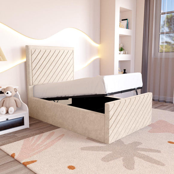 Oxford Kids Upholstered Ottoman Bed - Cream Naples