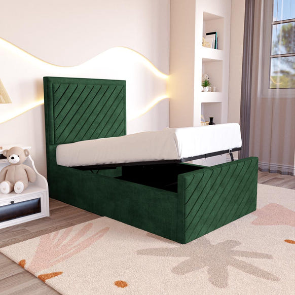 Oxford Kids Upholstered Ottoman Bed - Emerald Coniston