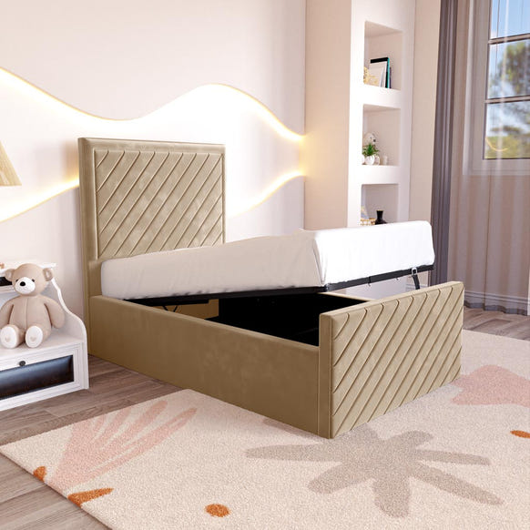 Oxford Kids Upholstered Ottoman Bed - Mink Plush Velvet