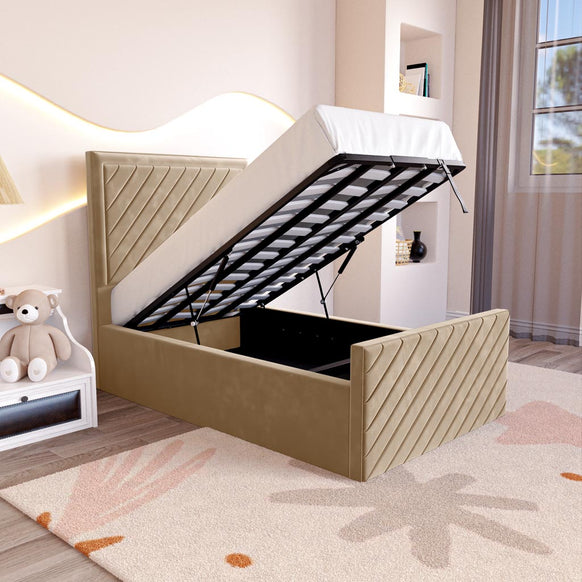 Oxford Kids Upholstered Ottoman Bed - Mink Plush Velvet