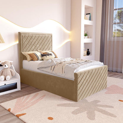 Oxford Kids Upholstered Ottoman Bed - Mink Plush Velvet