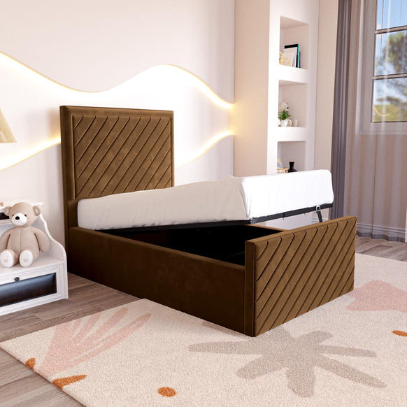 Oxford Kids Upholstered Ottoman Bed - Mocca Plush Velvet