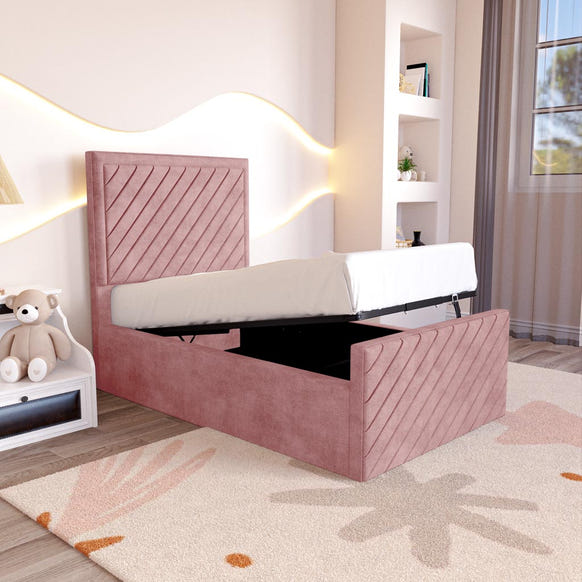 Oxford Kids Upholstered Ottoman Bed - Pink Coniston
