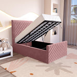 Oxford Kids Upholstered Ottoman Bed - Pink Plush Velvet