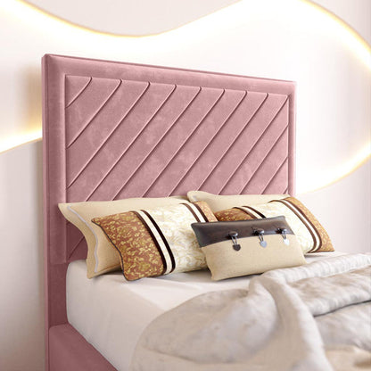Oxford Kids Upholstered Ottoman Bed - Pink Plush Velvet