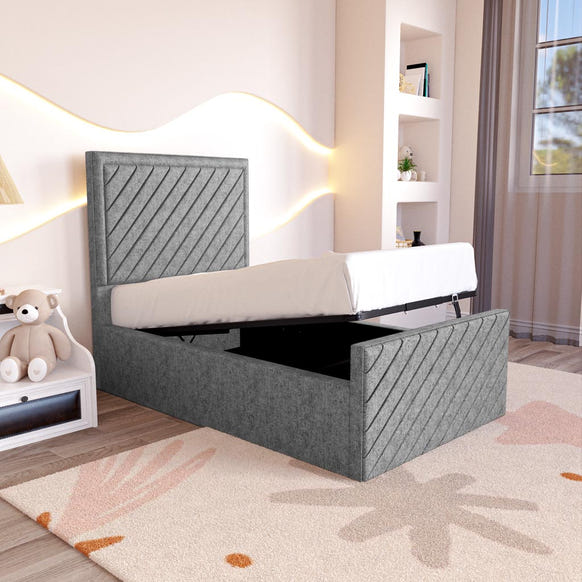 Oxford Kids Upholstered Ottoman Bed - Silver Chenille