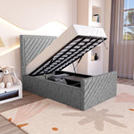 Oxford Kids Upholstered Ottoman Bed - Silver Chenille