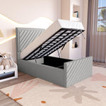 Oxford Kids Upholstered Ottoman Bed - Silver Linoso