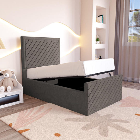Oxford Kids Upholstered Ottoman Bed - Slate Grey Naples