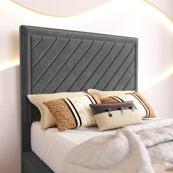 Oxford Kids Upholstered Ottoman Bed - Steel Plush Velvet