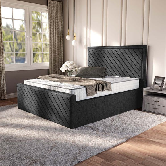 Oxford Upholstered Bed - Black Chenille
