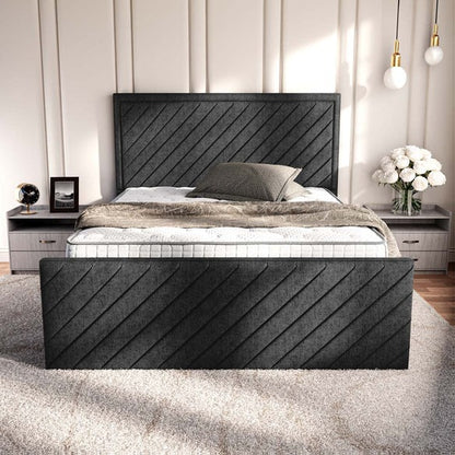 Oxford Upholstered Bed - Black Chenille