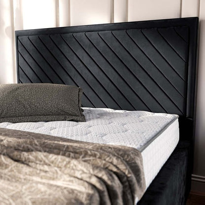 Oxford Upholstered Bed - Black Plush Velvet