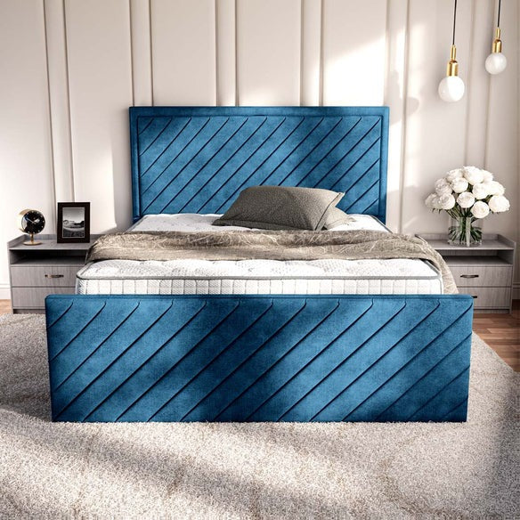 Oxford Upholstered Bed - Blue Coniston