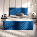 Oxford Upholstered Bed - Blue Plush Velvet