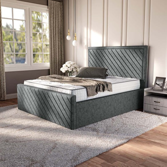 Oxford Upholstered Bed - Charcoal Chenille